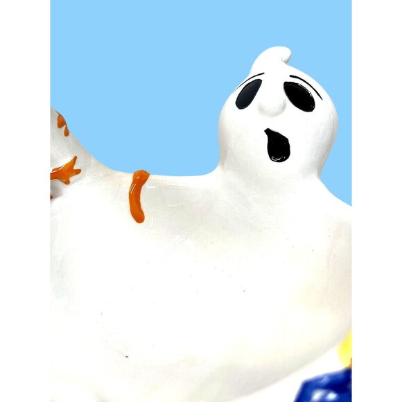 3D Halloween Ghost Ceramic Basket Serving Bowl Candy Dish Spider Web Lizard READ - Picture 4 of 8